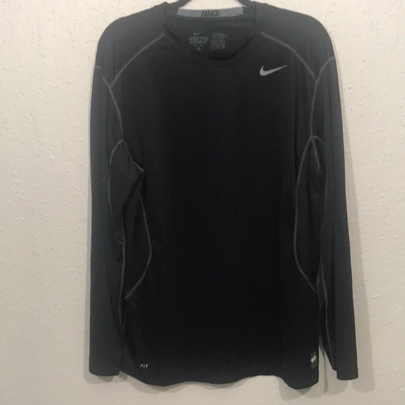 Nike Pro Combat Black Fitted Dri-Fit Long Sleeve - Picture 1 of 10